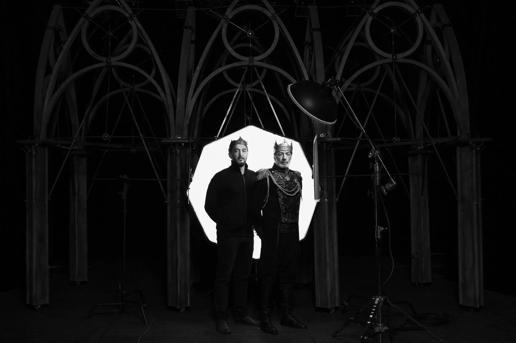 Zura Getsadze, the director, and Zurab Kipshidze as King Lear in a circle of light on the set.