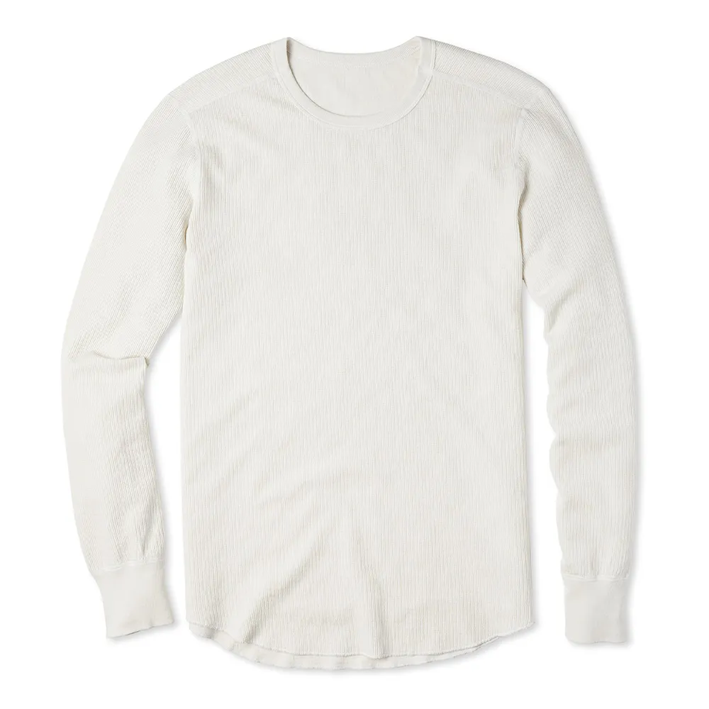 Reference: a cream waffle-knit long-sleeved top.