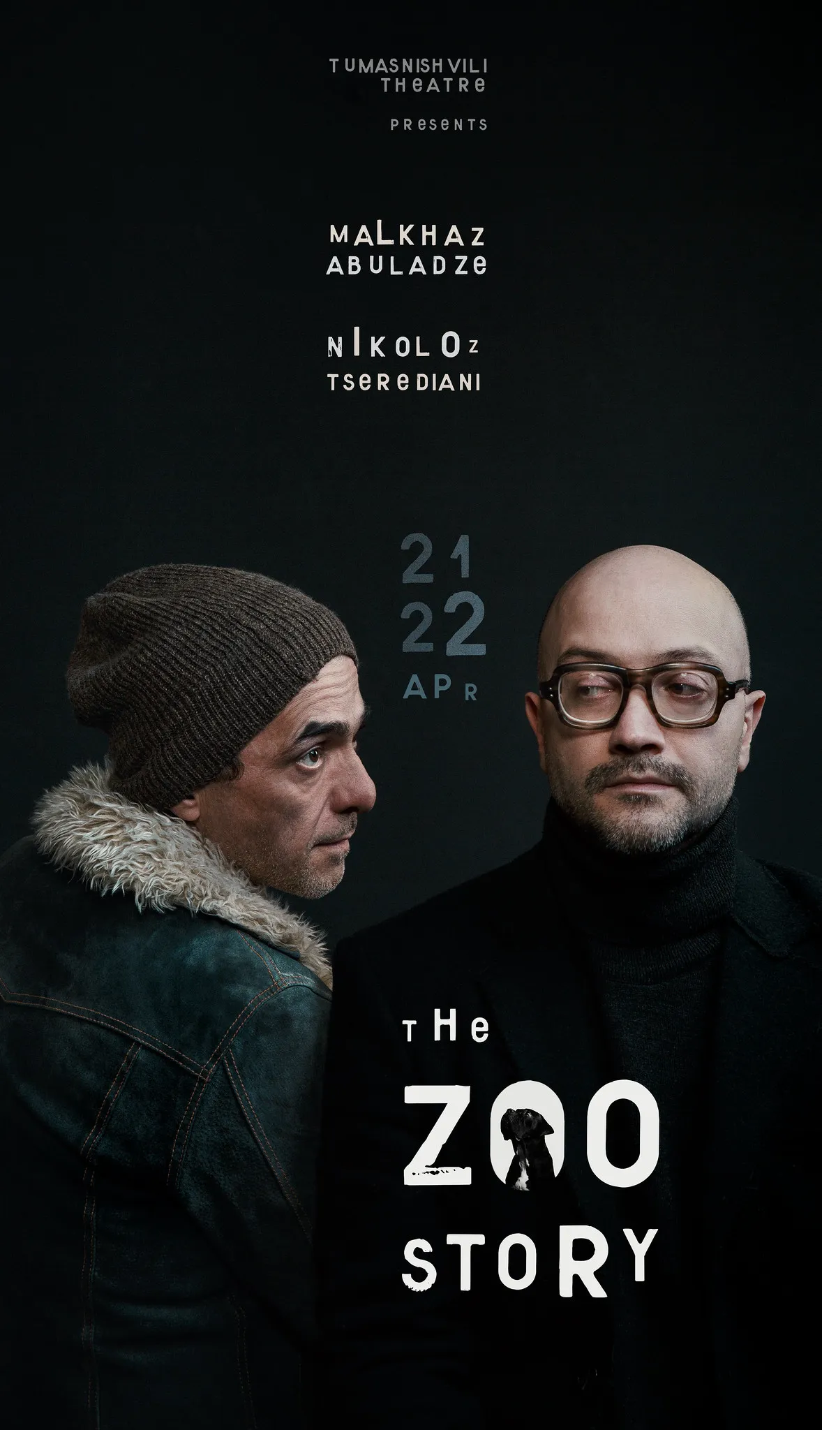 Poster: the two characters in the dark above The Zoo Story title.